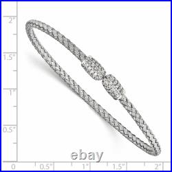 925 Sterling Silver Cubic Zirconia CZ Woven Cuff Bracelet