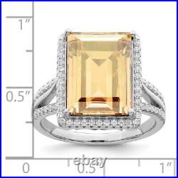 925 Sterling Silver Cubic Zirconia CZ Yellow Crystals Ring