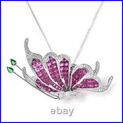 925 Sterling Silver Cubic Zirconia CZ with Chain Butterfly Necklace 18 Ct 23.6