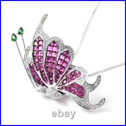 925 Sterling Silver Cubic Zirconia CZ with Chain Butterfly Necklace 18 Ct 23.6