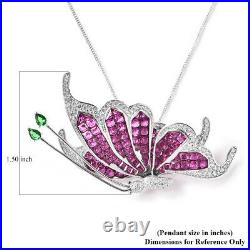 925 Sterling Silver Cubic Zirconia CZ with Chain Butterfly Necklace 18 Ct 23.6