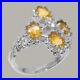 925 Sterling Silver Cubic Zirconia & Citrine Womens Cluster Ring Sizes J to Z