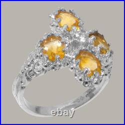 925 Sterling Silver Cubic Zirconia & Citrine Womens Cluster Ring Sizes J to Z