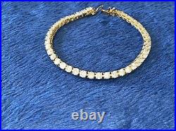 925 Sterling Silver Cubic Zirconia Classic Tennis Bracelet 7.5 Gold Plated