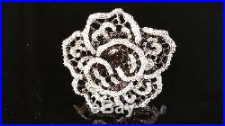 925 Sterling Silver Cubic Zirconia Cocktail Flower Rose Ring Size 9
