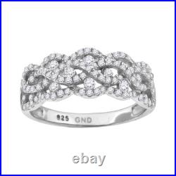 925 Sterling Silver Cubic Zirconia Crossover Fashion Ring Size 7 for Women 3.2gm
