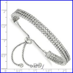 925 Sterling Silver Cubic Zirconia Cz Adjustable Bracelet Stretch Wrap Fine