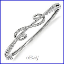 925 Sterling Silver Cubic Zirconia Cz Bangle Bracelet Cuff Expandable Stackable