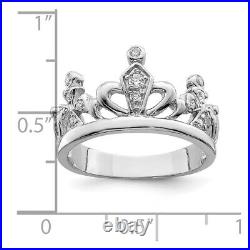 925 Sterling Silver Cubic Zirconia Cz Crown Ring Fine Jewelry Women Gifts Her