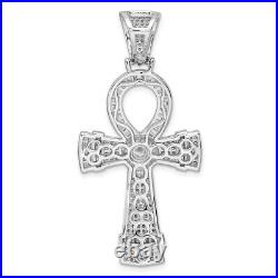 925 Sterling Silver Cubic Zirconia Cz Egyptian Ankh Cross Symbol Of Life