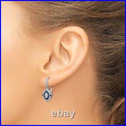 925 Sterling Silver Cubic Zirconia Cz Synthetic Blue Spinel Earrings Drop
