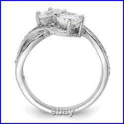925 Sterling Silver Cubic Zirconia Cz Two Stone Ring Fine Jewelry Women Gifts