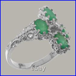 925 Sterling Silver Cubic Zirconia & Emerald Womens Cluster Ring Sizes J to Z