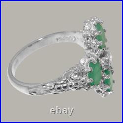 925 Sterling Silver Cubic Zirconia & Emerald Womens Cluster Ring Sizes J to Z