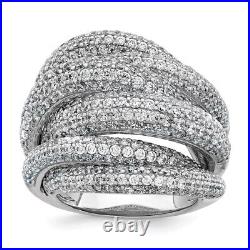 925 Sterling Silver Cubic Zirconia Engagement Ring for Womens 12.39g Size-7