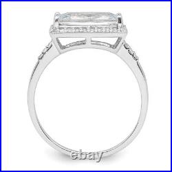 925 Sterling Silver Cubic Zirconia Engagement Ring for Womens 2.09g Size-8