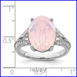 925 Sterling Silver Cubic Zirconia Engagement Ring for Womens 3.78g W-14.05mm