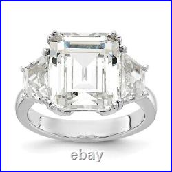 925 Sterling Silver Cubic Zirconia Engagement Ring for Womens 3.7g Size-8