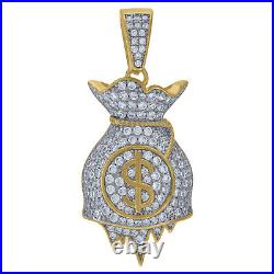 925 Sterling Silver Cubic Zirconia Gambling Money Bag Dripping Charm Pendant