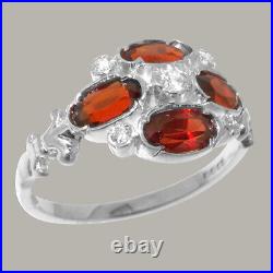 925 Sterling Silver Cubic Zirconia Garnet Womens Cluster Ring Sizes J to Z