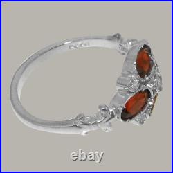 925 Sterling Silver Cubic Zirconia Garnet Womens Cluster Ring Sizes J to Z