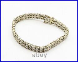 925 Sterling Silver Cubic Zirconia Gold Plated Shiny Tennis Bracelet BT4342