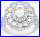 925 Sterling Silver Cubic Zirconia Halo Oval Flower Vintage Style Statement Ring