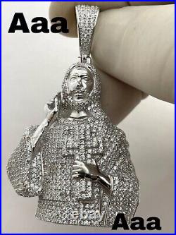 925 Sterling Silver Cubic Zirconia JESUS Pendant