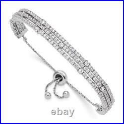 925 Sterling Silver Cubic Zirconia Link Chain Bracelet for Womens 11.45g