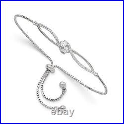 925 Sterling Silver Cubic Zirconia Link Chain Bracelet for Womens 3.16g