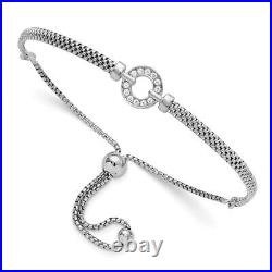 925 Sterling Silver Cubic Zirconia Link Chain Bracelet for Womens 3.2g