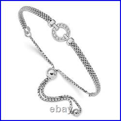 925 Sterling Silver Cubic Zirconia Link Chain Bracelet for Womens 3.2g