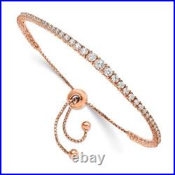 925 Sterling Silver Cubic Zirconia Link Chain Bracelet for Womens 4.91g