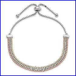 925 Sterling Silver Cubic Zirconia Link Chain Bracelet for Womens 7.75g