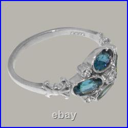 925 Sterling Silver Cubic Zirconia London Blue Topaz Cluster Ring Sizes J to Z