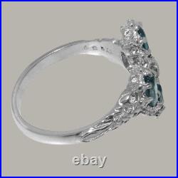 925 Sterling Silver Cubic Zirconia & London Blue Topaz Womens Cluster Ring