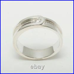 925 Sterling Silver Cubic Zirconia Mens Modern Band Ring Sizes J to Z