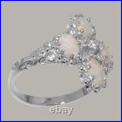 925 Sterling Silver Cubic Zirconia & Opal Womens Cluster Ring Sizes J to Z