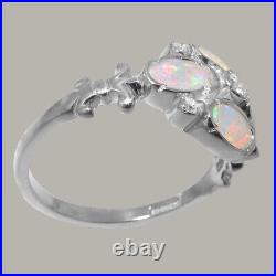 925 Sterling Silver Cubic Zirconia Opal Womens Cluster Ring Sizes J to Z