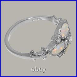 925 Sterling Silver Cubic Zirconia Opal Womens Cluster Ring Sizes J to Z