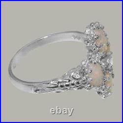 925 Sterling Silver Cubic Zirconia & Opal Womens Cluster Ring Sizes J to Z