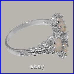 925 Sterling Silver Cubic Zirconia & Opal Womens Cluster Ring Sizes J to Z