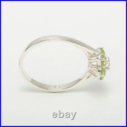 925 Sterling Silver Cubic Zirconia & Peridot Womens Cluster Ring Sizes J to Z