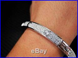 925 Sterling Silver Cubic Zirconia Round Cut Micro Pave Men Bangle/bracelet