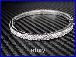 925 Sterling Silver Cubic Zirconia Round Cut Micro Pave Womens Bangle/bracelet