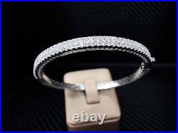 925 Sterling Silver Cubic Zirconia Round Cut Micro Pave Womens Bangle/bracelet