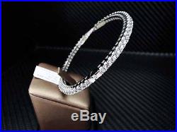 925 Sterling Silver Cubic Zirconia Round Cut Micro Pave Womens Bangle/bracelet