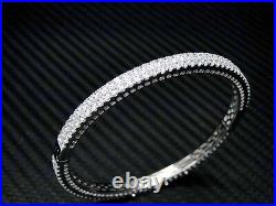 925 Sterling Silver Cubic Zirconia Round Cut Micro Pave Womens Bangle/bracelet