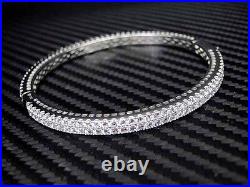 925 Sterling Silver Cubic Zirconia Round Cut Micro Pave Womens Bangle/bracelet