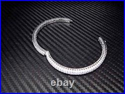 925 Sterling Silver Cubic Zirconia Round Cut Micro Pave Womens Bangle/bracelet